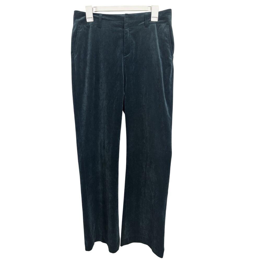 Coldwater Creek Teal Velvet Wide Leg Pants Size 8 Holiday Party Office Velour